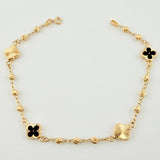 Pulso Militar Treboles Flores Negras-Diamantadas 3.5gr / 7 1/2 in / 8.2mm Oro Amarillo Nac.Esp. 18K *