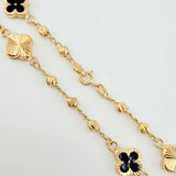 Pulso Militar Treboles Flores Negras-Diamantadas 3.5gr / 7 1/2 in / 8.2mm Oro Amarillo Nac.Esp. 18K *