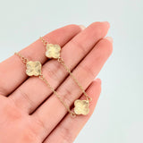 Pulso Aro seguido Treboles Diamantados 3.1gr / 7 1/4 in / 10mm Oro Amarillo Nac.Esp. 18K