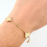 Pulso Aro seguido Treboles Diamantados 3.25gr / 7 1/2 in / 10mm Oro Amarillo Nac.Esp. 18K *