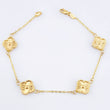 Pulso Aro seguido Treboles Flores Diamantadas 2.85gr / 7 1/4 in / 10mm Oro Amarillo Nac.Esp. 18K