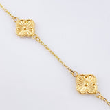 Pulso Aro seguido Treboles Flores Diamantadas 2.85gr / 7 1/4 in / 10mm Oro Amarillo Nac.Esp. 18K