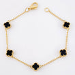 Pulso Espiga Trebol Onix Negro 4.55gr / 7 1/4 in / 7.6mm Oro Amarillo Nac.Esp. 18K *