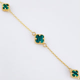 Pulso Aro seguido Trebol Malaquita Verde 2.45gr / 8 3/4 in / 7mm-5mm Oro Amarillo Nac.Esp. 18K