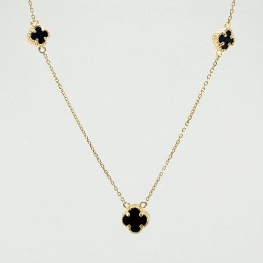 Cadena Aro seguido Trebol Onix Negro 3gr / 18 in / 7.5mm Oro Amarillo Nac.Esp. 18K