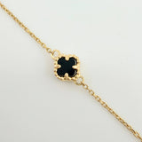 Cadena Aro seguido Trebol Onix Negro 3gr / 18 in / 7.5mm Oro Amarillo Nac.Esp. 18K