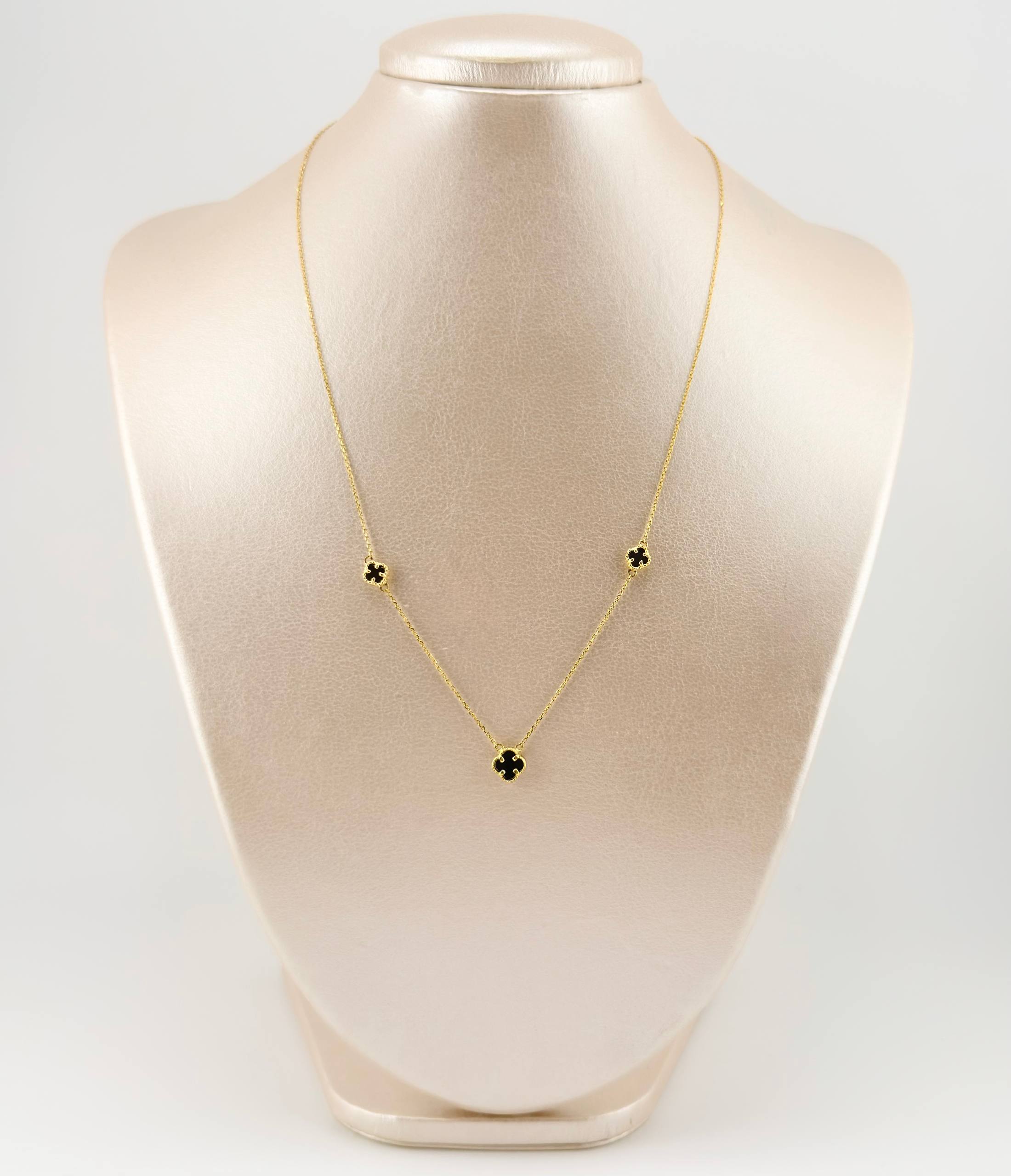 Cadena Aro seguido Trebol Onix Negro 3gr / 18 in / 7.5mm Oro Amarillo Nac.Esp. 18K
