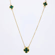 Cadena Aro seguido Trebol Malaquita Verde 3.05gr / 18 1/2 in / 7.5mm Oro Amarillo Nac.Esp. 18K
