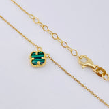 Cadena Aro seguido Trebol Malaquita Verde 3.05gr / 18 1/2 in / 7.5mm Oro Amarillo Nac.Esp. 18K