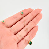 Cadena Aro seguido Trebol Malaquita Verde 3.05gr / 18 1/2 in / 7.5mm Oro Amarillo Nac.Esp. 18K