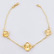 Pulso Aro seguido Treboles Flores Diamantadas 2.85gr / 7 1/2 in / 12mm-10mm Oro Amarillo Nac.Esp. 18K