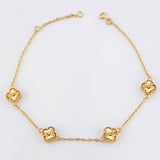 Pulso Aro seguido Treboles Dobles Flores Diamantadas 3.95gr / 8 1/4 in / 7.6mm Oro Amarillo Nac.Esp. 18K