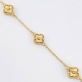 Pulso Aro seguido Treboles Dobles Flores Diamantadas 3.95gr / 8 1/4 in / 7.6mm Oro Amarillo Nac.Esp. 18K