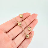 Pulso Aro seguido Treboles Dobles Flores Diamantadas 3.95gr / 8 1/4 in / 7.6mm Oro Amarillo Nac.Esp. 18K