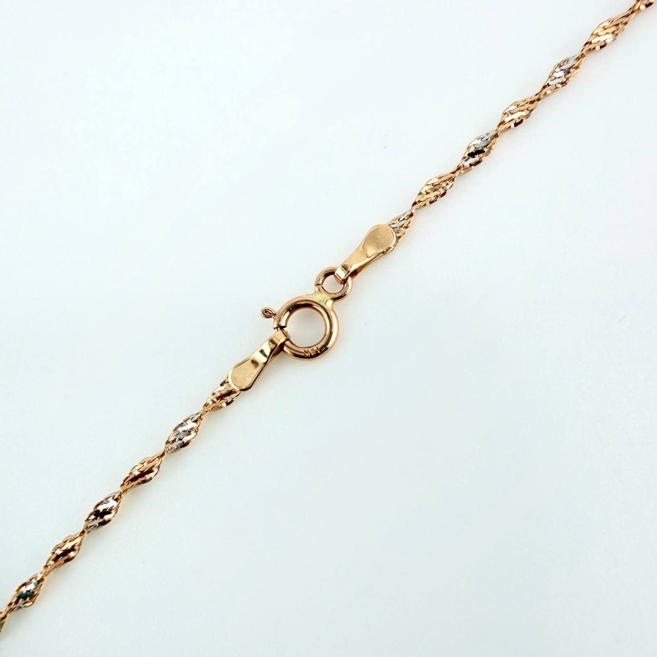 Cadena Singapur 2.7gr / 23 1/2 in / 1.2mm Dos Oros Blanco Rosa +3 18K %