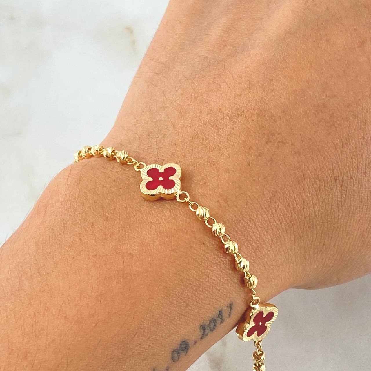 Military Clover Bracelet 4.55gr / 7.5in / 18K Gold