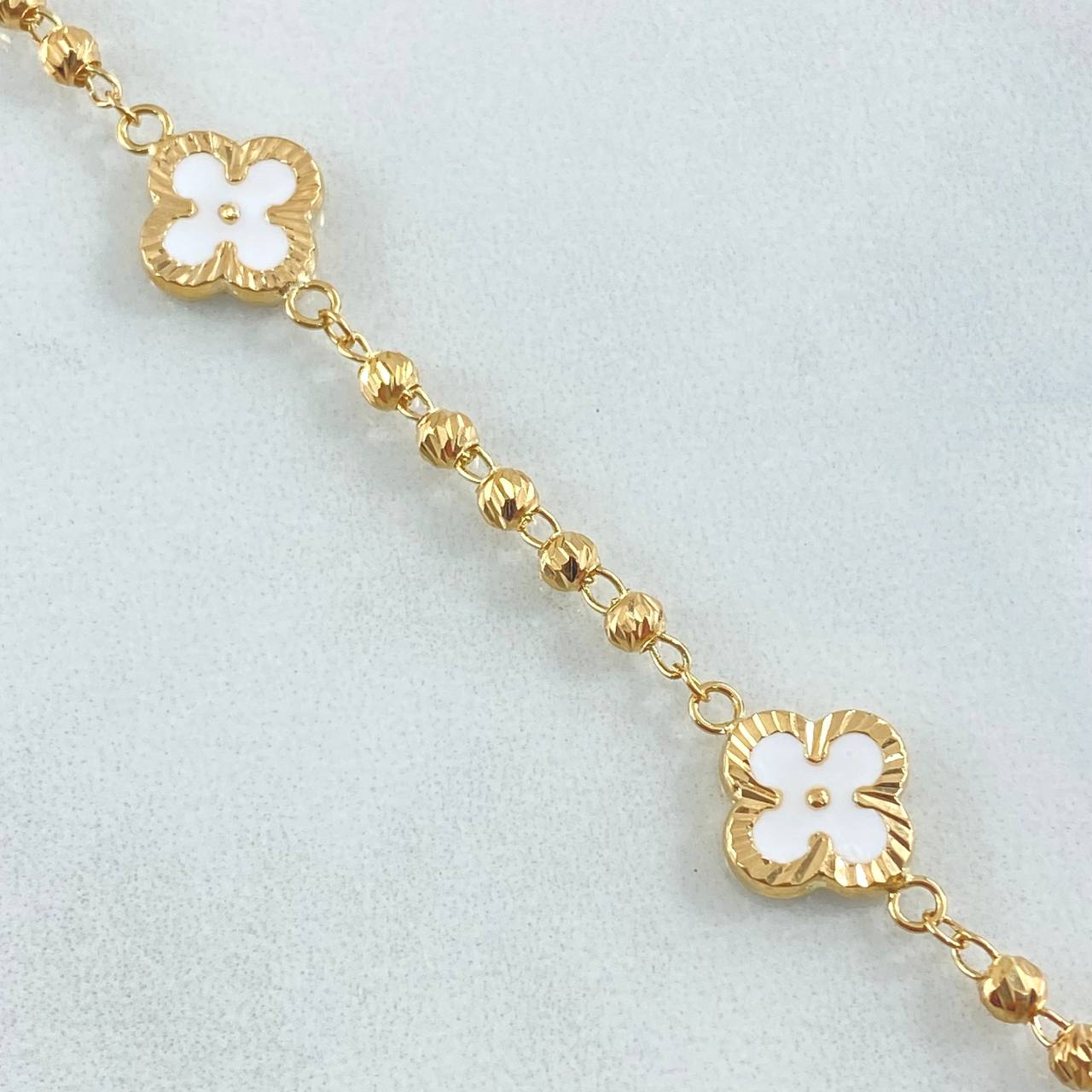 Clover Bracelet White 4.5gr / 7.7in / 18K Gold +0$