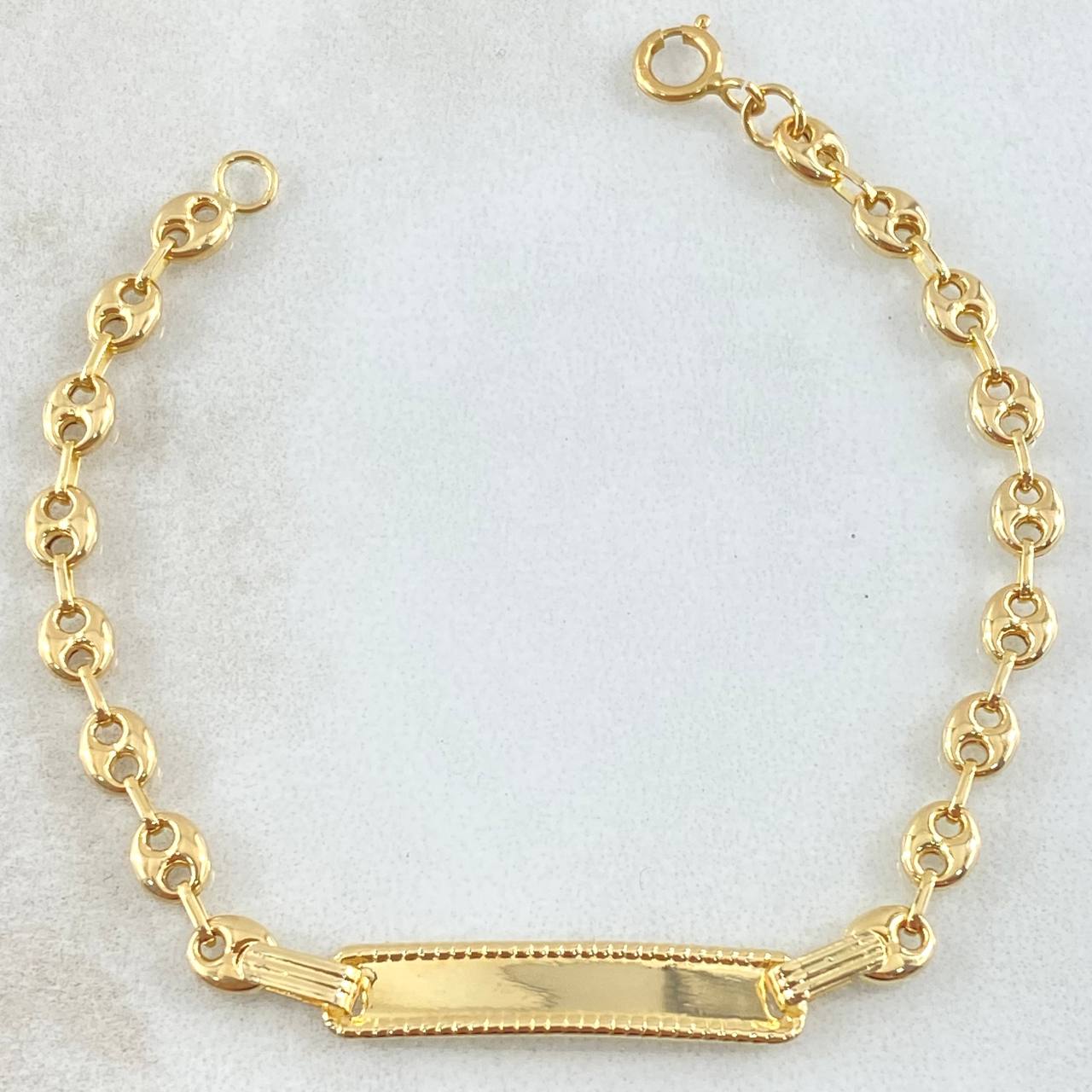 Bracelet GC Dotted Rectangular Plate 1.8gr / 5.5in / 18K Gold