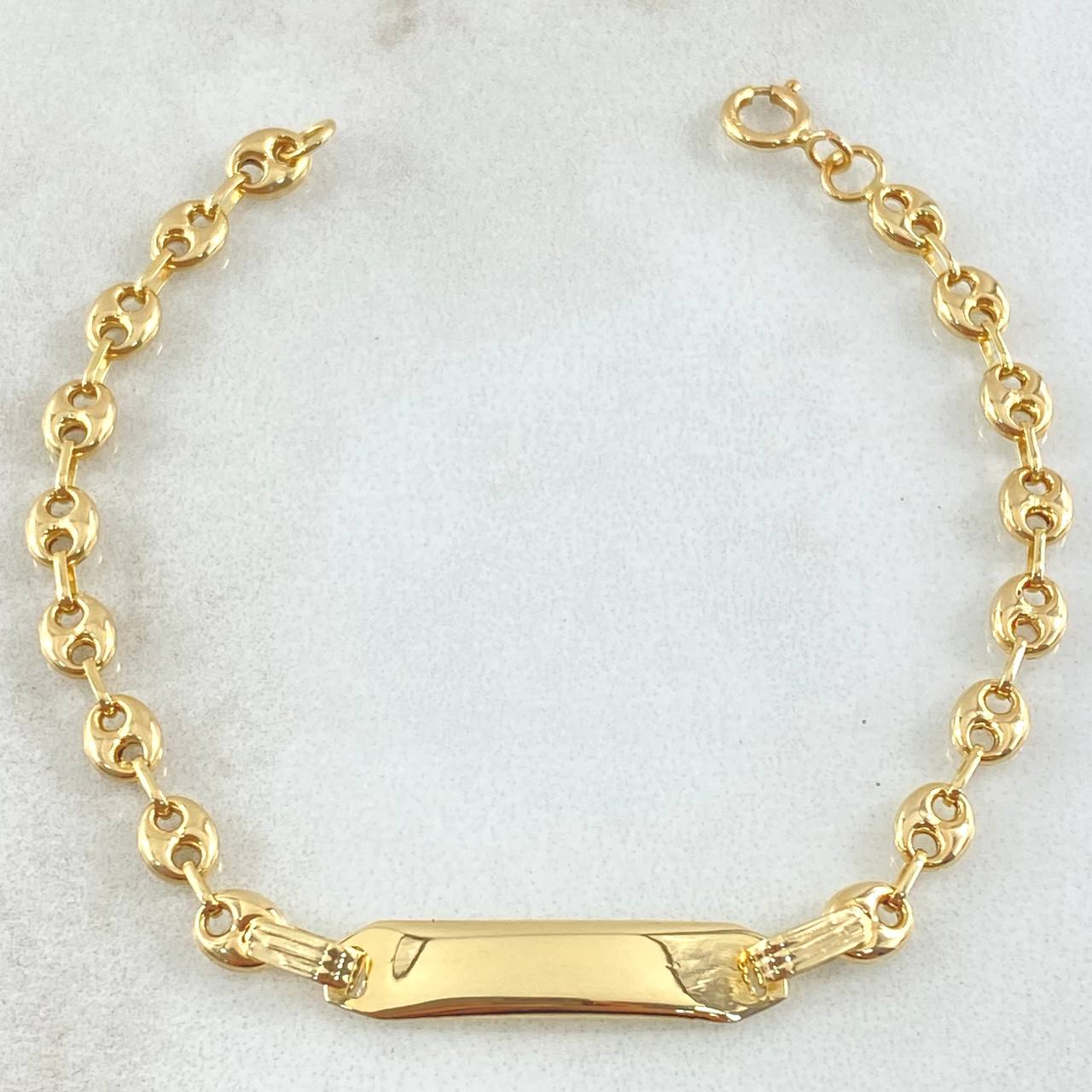 Bracelet GC Rectangular Bordered Plate 1.75gr / 5.3in / 18K Gold