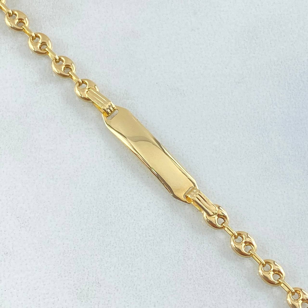 Bracelet GC Rectangular Bordered Plate 1.75gr / 5.3in / 18K Gold