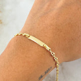 Bracelet GC Rectangular Bordered Plate 1.75gr / 5.3in / 18K Gold