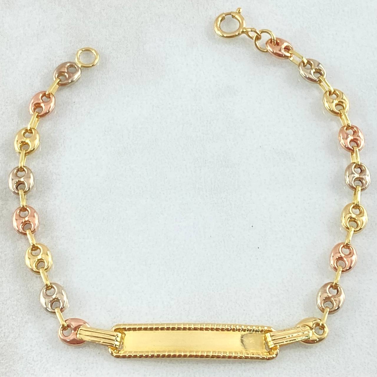 Bracelet GC Dotted Rectangular Plate 1.8gr / 5.5in / 18K Gold
