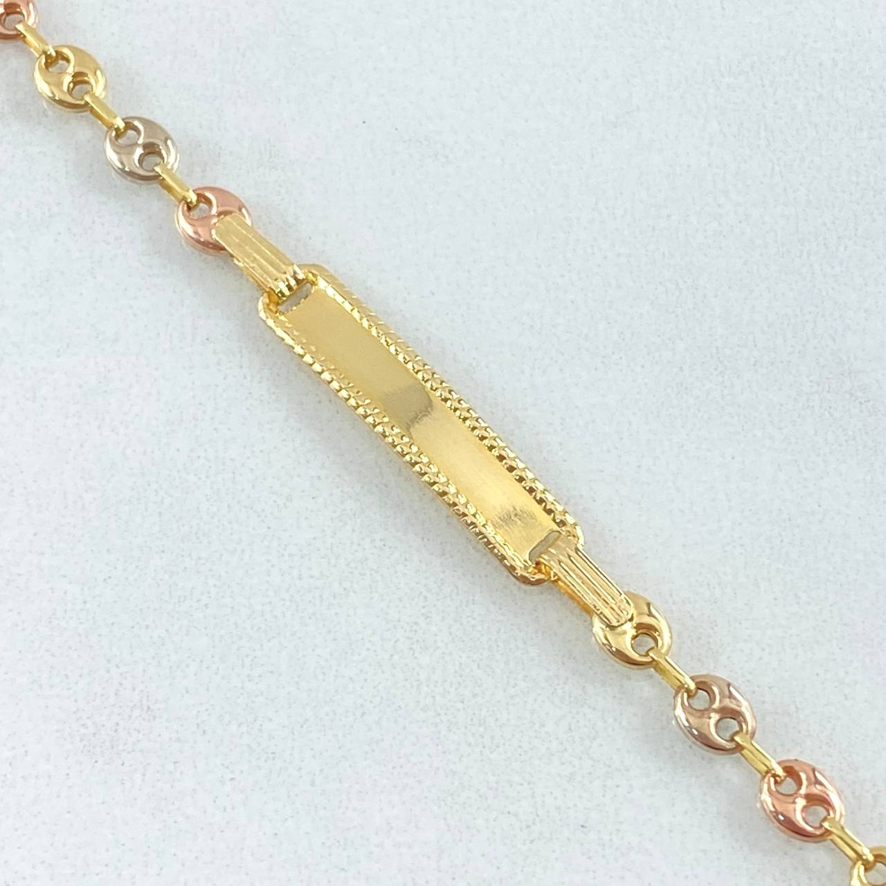 Bracelet GC Dotted Rectangular Plate 1.8gr / 5.5in / 18K Gold