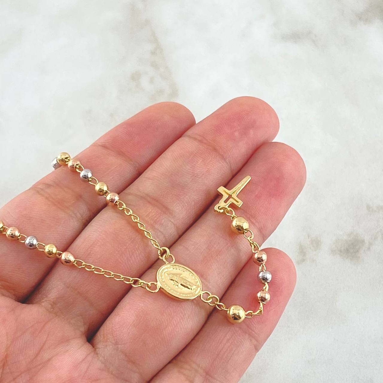 Miraculous Virgin Rosary Cross 9.1gr / 55cm / 18K Gold
