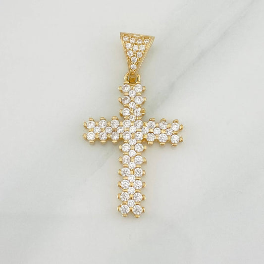 Dije Cruz 2g / 1 1/4 in Dos Oros Amarillo Blanco 18K
