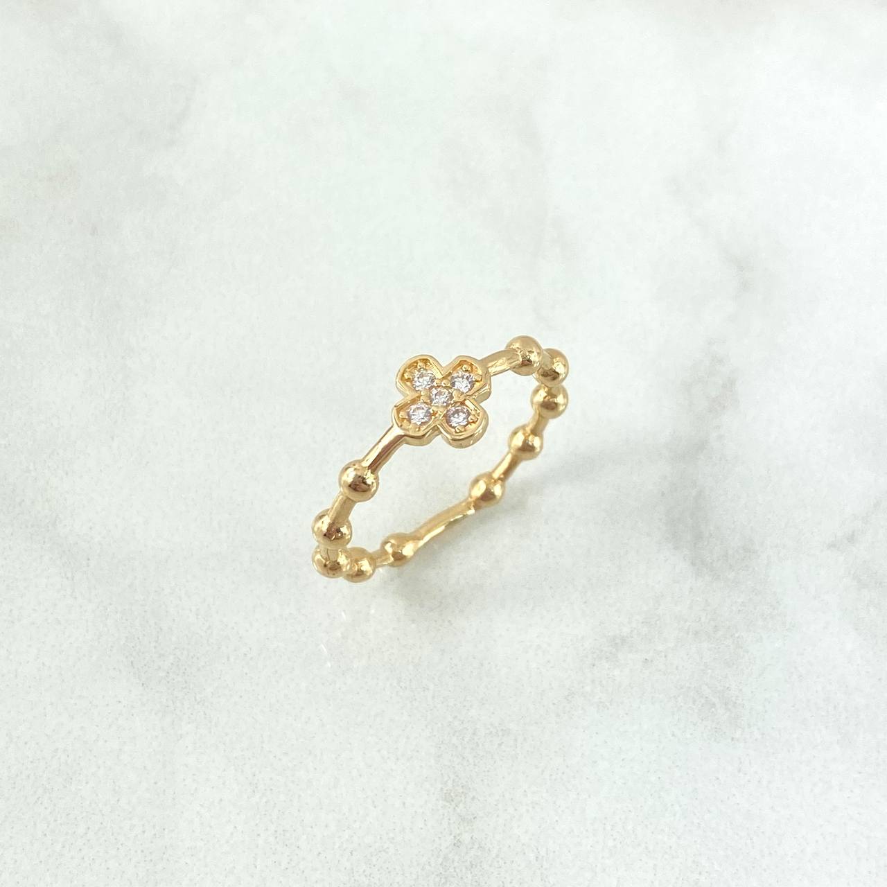 Cross Spheres Ring 2.45gr / Size 6 1/2 / 18K Gold ©