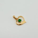 Heart Casting Emerald Pendant 17Pts 0.95gr / 3/4 in / 18K Yellow Gold %