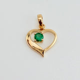 Heart Casting Emerald Pendant 17Pts 0.95gr / 3/4 in / 18K Yellow Gold %
