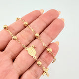 Denario Bracelet Miraculous Virgin Christ Cross 3.85gr / 7 1/2 in / 5mm 18K Yellow Gold *