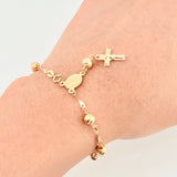 Denario Bracelet Miraculous Virgin Christ Cross 3.85gr / 7 1/2 in / 5mm 18K Yellow Gold *