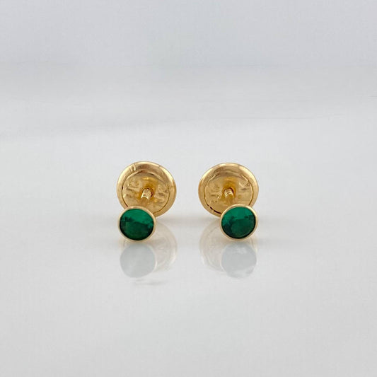 Stud Earrings Bezel 0.6 g / in / 4.4 mm Yellow Gold 18K