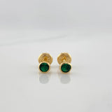 Stud Earrings Bezel 0.6 g / in / 4.08 mm Yellow Gold 18K