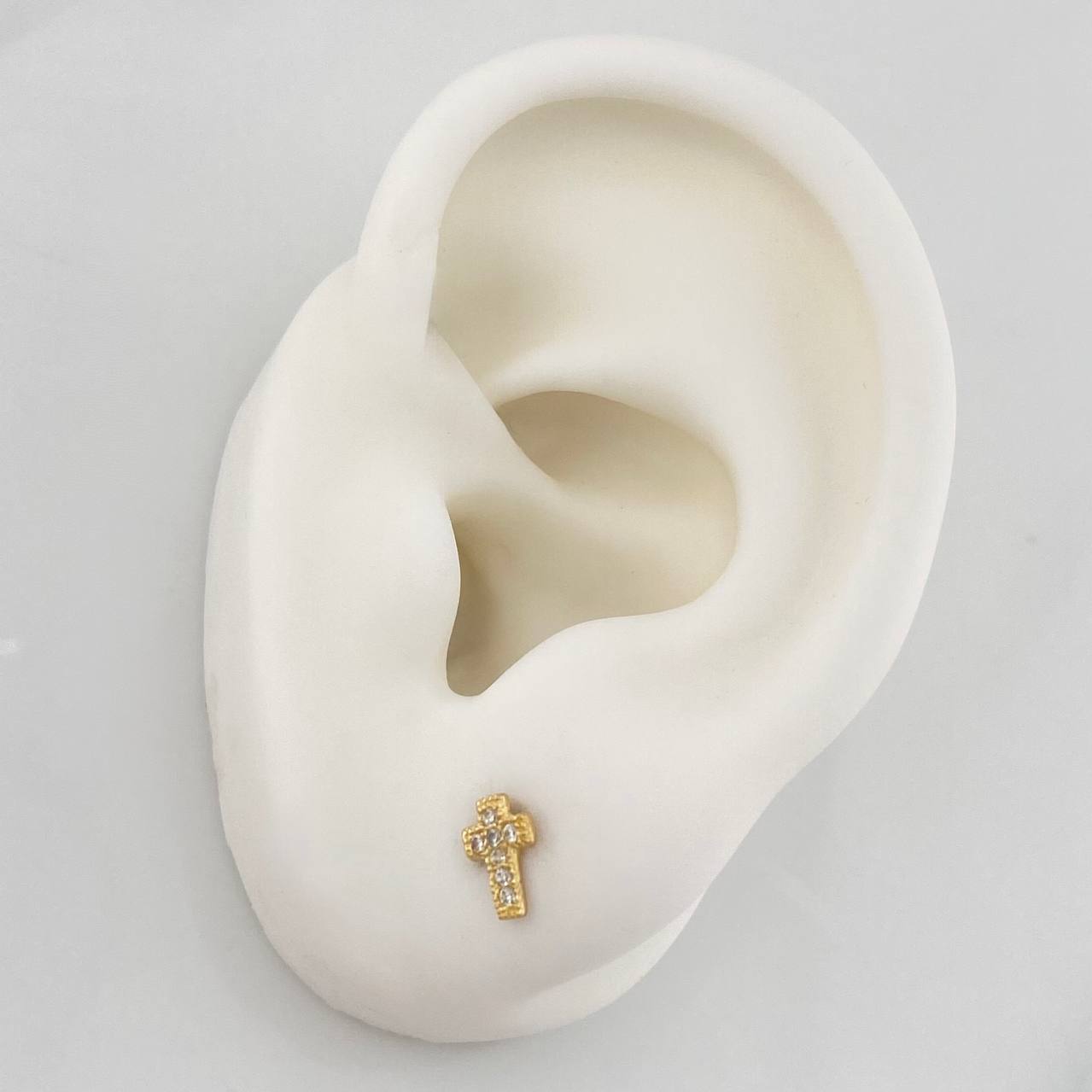 Stud Earrings Cross 0.75 g / in / 4 mm Yellow Gold 18K