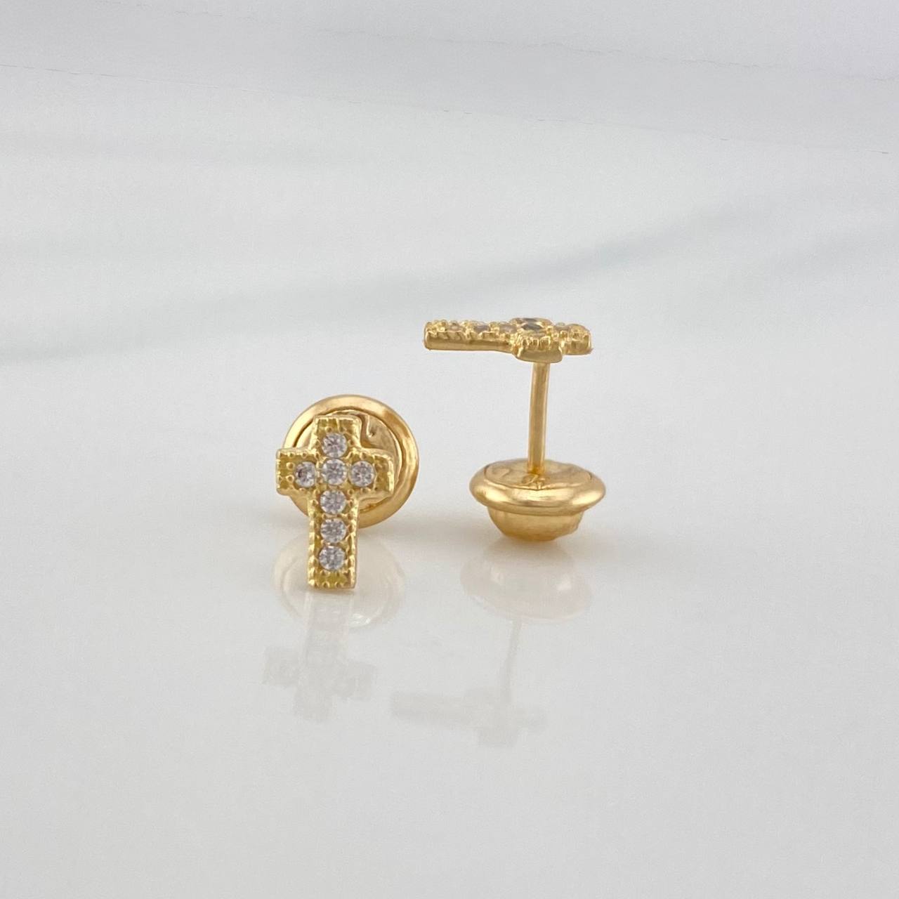 Stud Earrings Cross 0.75 g / in / 4 mm Yellow Gold 18K