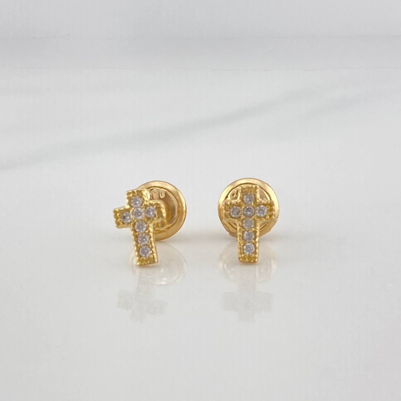 Stud Earrings Cross 0.75 g / in / 4 mm Yellow Gold 18K