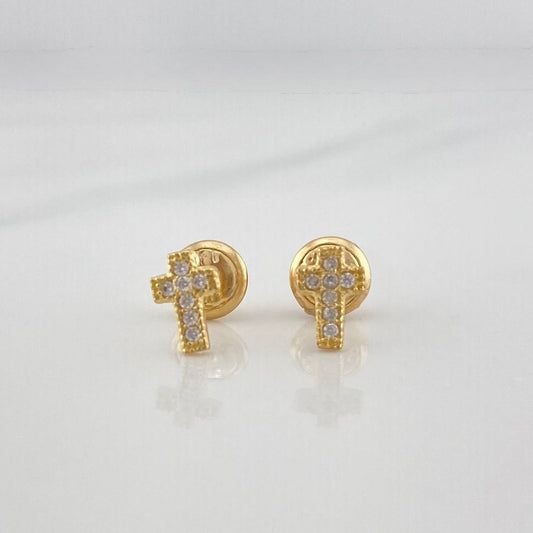 Stud Earrings Cross 0.75 g / in / 4 mm Yellow Gold 18K