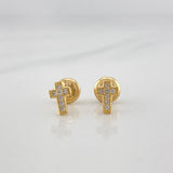 Stud Earrings Cross 0.75 g / in / 4 mm Yellow Gold 18K