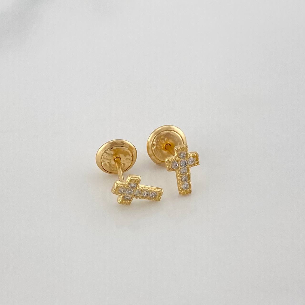 Stud Earrings Cross 0.75 g / in / 4 mm Yellow Gold 18K