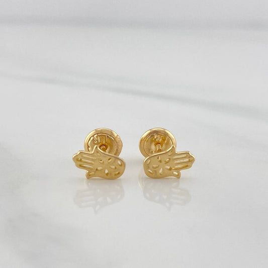 Stud Earrings Hamsa Hand 0.75 g / in / 4 mm Yellow Gold 18K