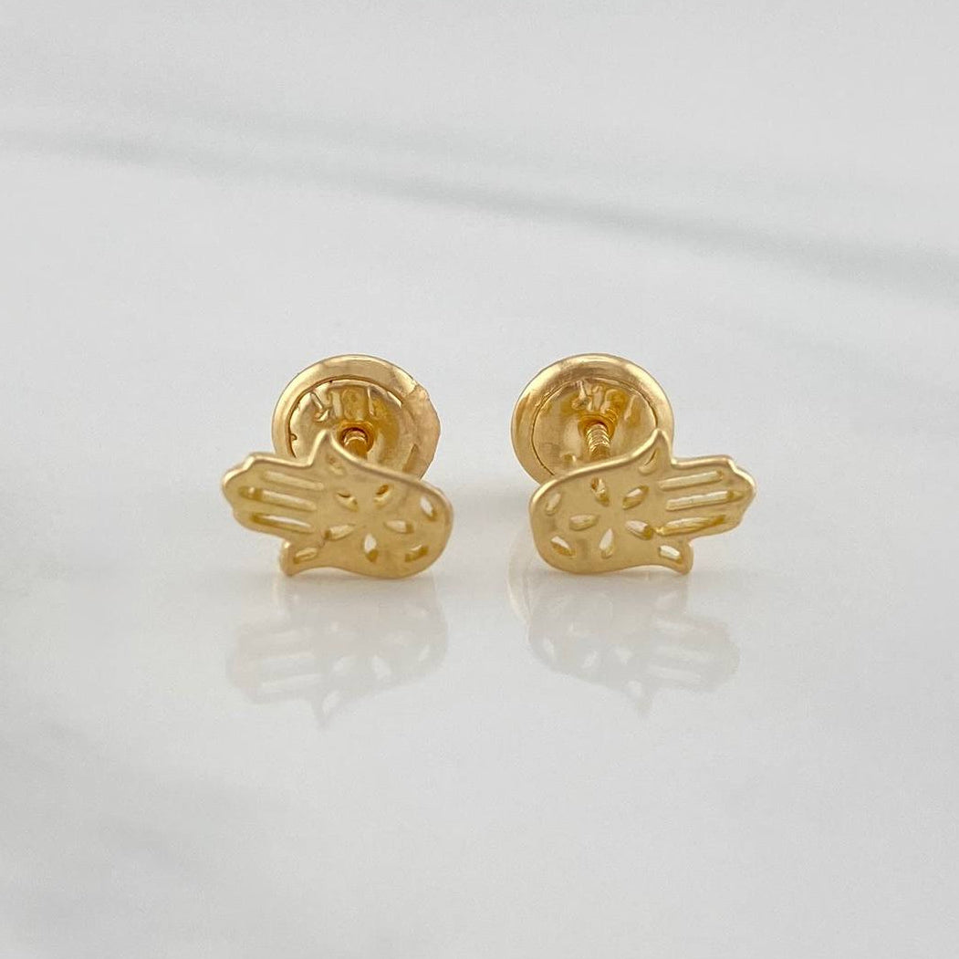 Stud Earrings Hamsa Hand 0.75 g / in / 7.31 mm Yellow Gold 18K
