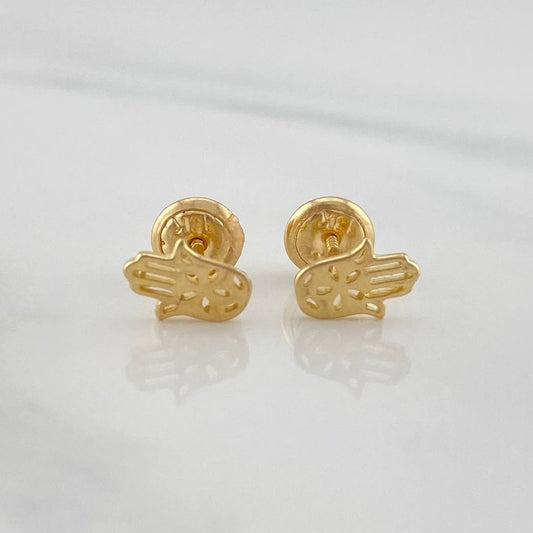 Stud Earrings Hamsa Hand 0.75 g / in / 7.31 mm Yellow Gold 18K