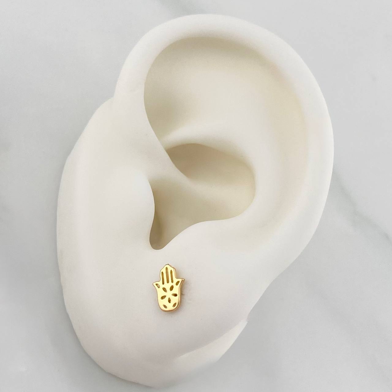 Stud Earrings Hamsa Hand 0.75 g / in / 7.31 mm Yellow Gold 18K
