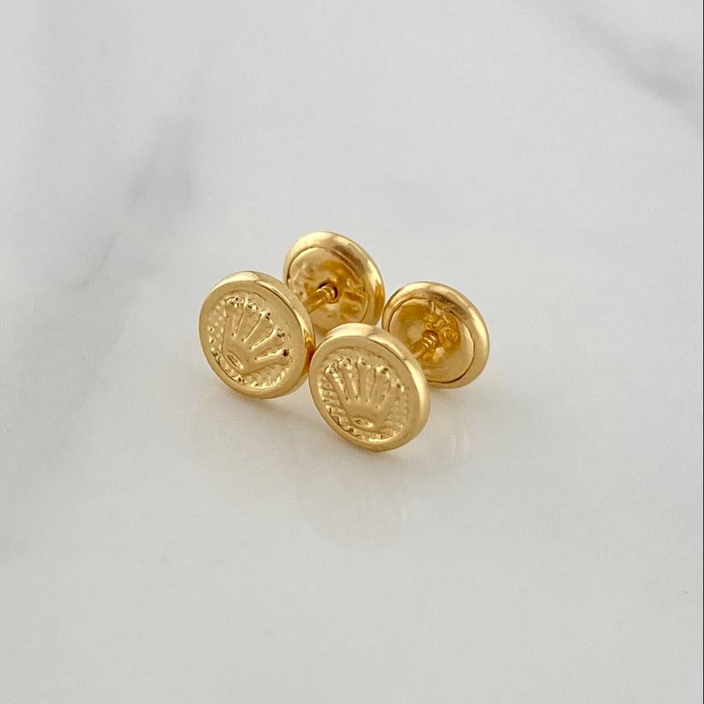 Stud Earrings Corona 0.7 g / in / 6.17 mm Yellow Gold 18K