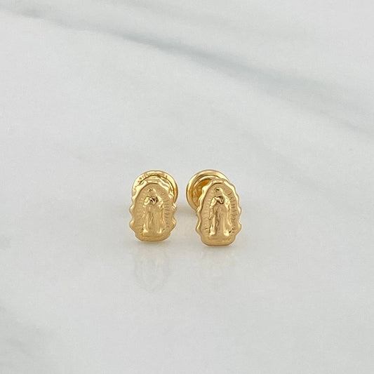 Stud Earrings Silhouette Virgin Of Guadalupe 0.8 g / in / 5 mm Yellow Gold 18K