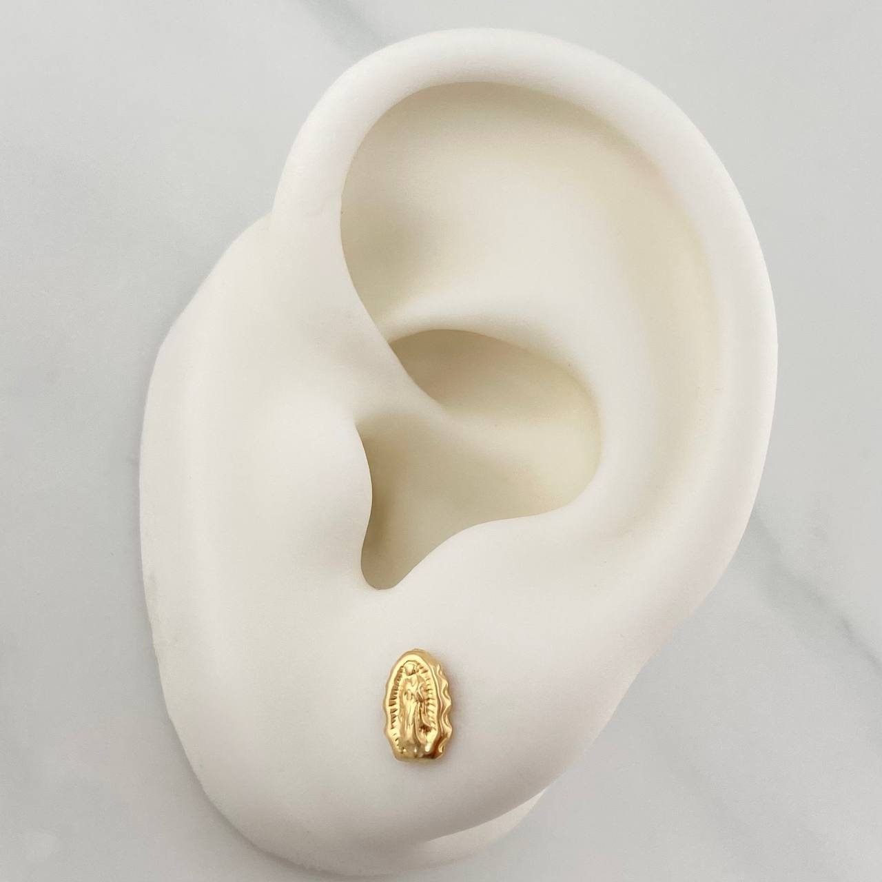 Stud Earrings Virgen De Guadalupe 0.7 g / in / 7.3 mm Yellow Gold 18K
