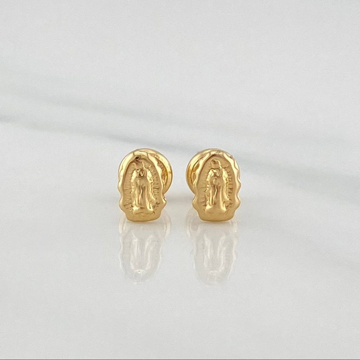 Stud Earrings Virgen De Guadalupe 0.7 g / in / 7.3 mm Yellow Gold 18K